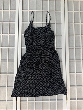 Old Navy Black Spaghetti-Strap Mini Dress with White Geometric Print